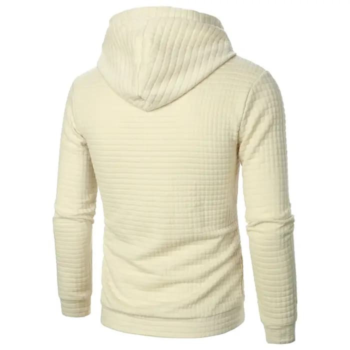 Sweat à capuche jacquard à carreaux pour hommes, manches longues, couleur chaude, manteau, automne/hiver