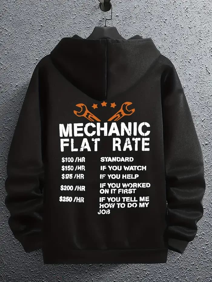 Sweat à capuche imprimé Mechanic Flat Rate pour homme