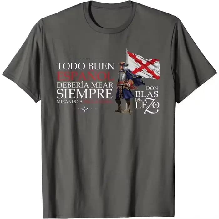 Great Blas De Lezo Frase Motif militaire imprimé à manches courtes décontracté en coton de haute qualité à col rond pour hommes – T-shirt d'été