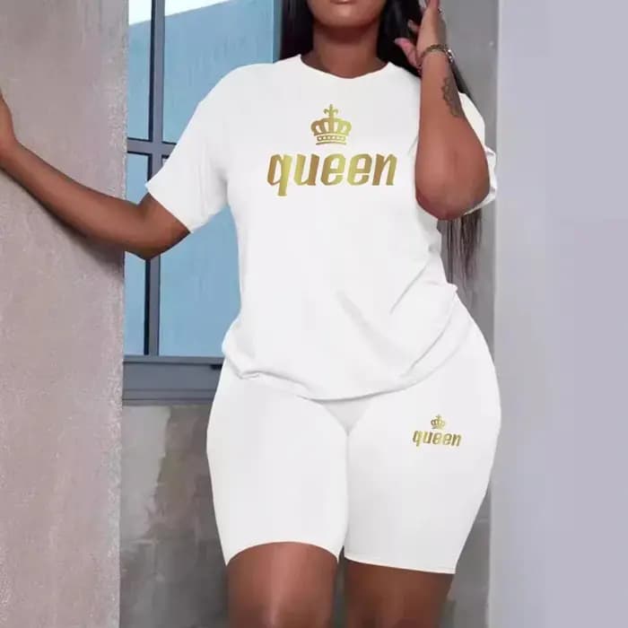 Ensemble de survêtement décontracté pour femme Queen Printing