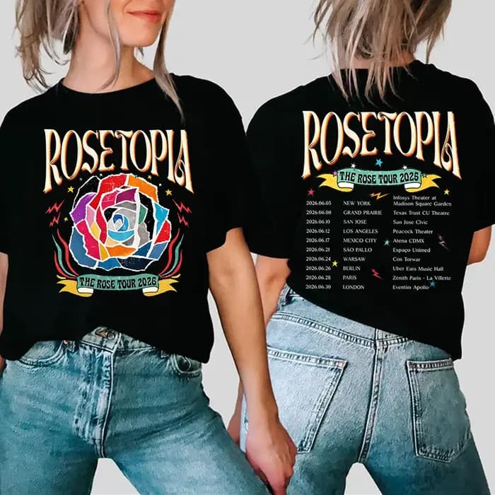 T-shirt The Rose Rosetopia World Tour 2026 avec impression double face