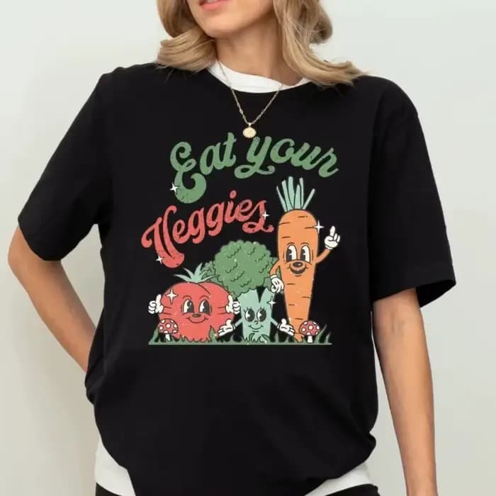 T-shirt rétro « Mangez vos légumes »