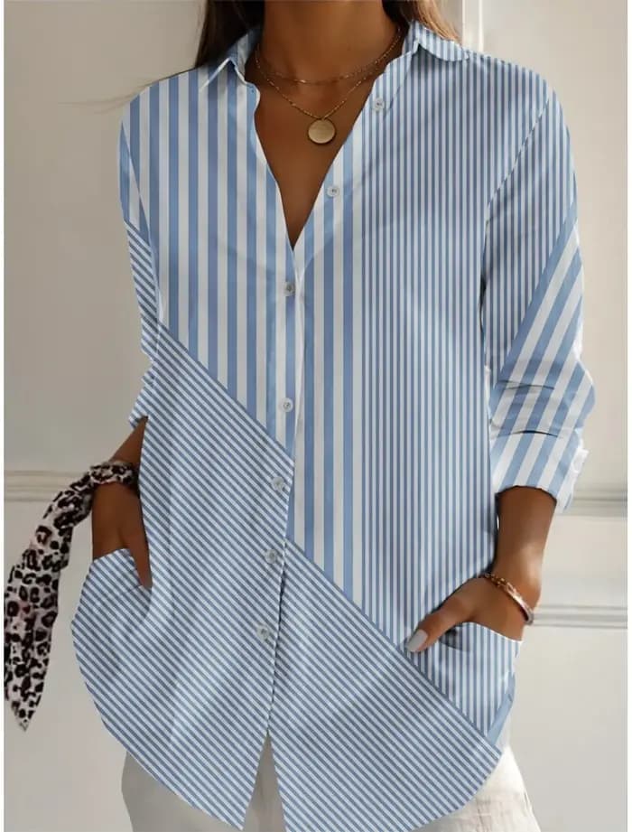 2025 chemises pour femmes rayé graphique Blouse revers cou