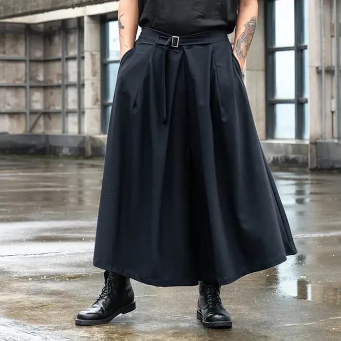 Streetwear japonais Baggy mode décontracté pantalon à jambes larges hommes Punk Hip Hop jupe