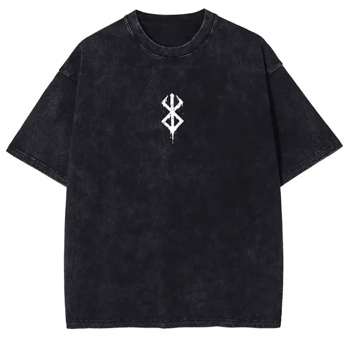 Anime chaud Berserk Logo Vintage graphique t-shirt hommes Manga surdimensionné T-shirts lavé coton