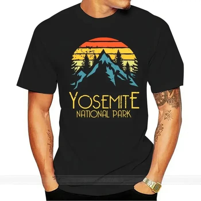 Vintage parc national de Yosemite californie T-Shirt coton à manches courtes