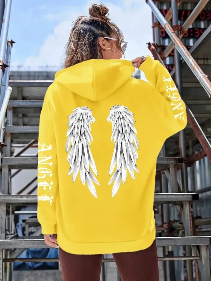Magnifique sweat à capuche pour femmes avec ailes d'ange