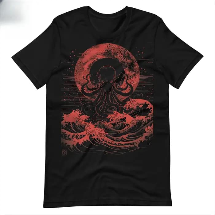 Cthulhu T-Shirt vague japonaise gothique horreur Alt vêtements graphiques t-shirts rétro Streetwear