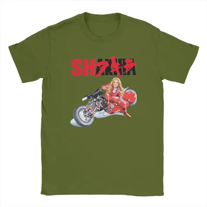 T-shirt Oversize Plage Shakira Akira – T-shirts Décontractés 100% Coton pour Hommes – Style Rétro Y2K – Vente Flash – Hauts à Manches Courtes