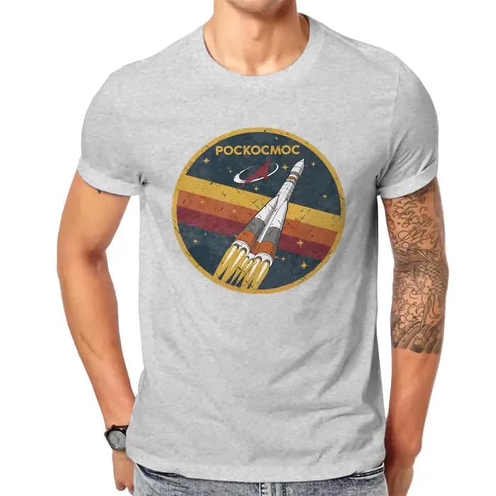 Roscosmos Vintage emblème plus récent T-shirt russe urss CCCP hommes Harajuku pur couverture en coton