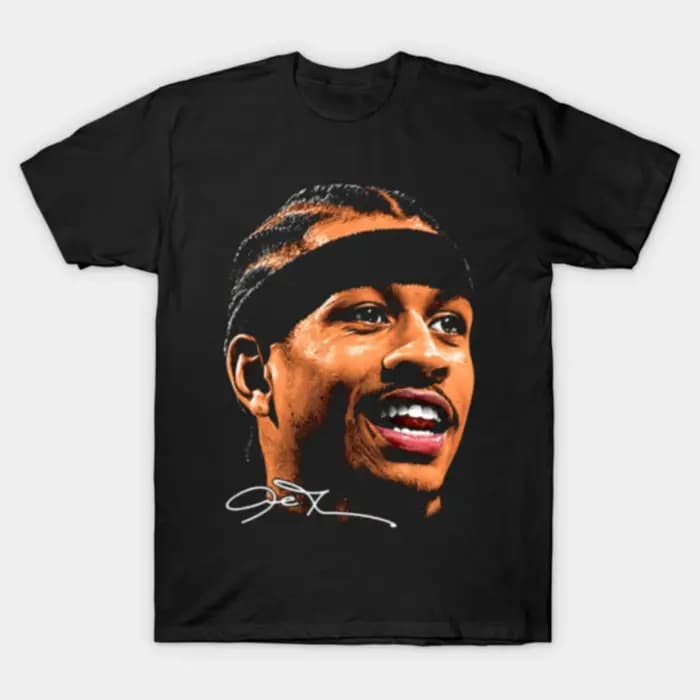 T-shirt rétro en coton pour hommes et femmes avec portrait d'Allen Iverson