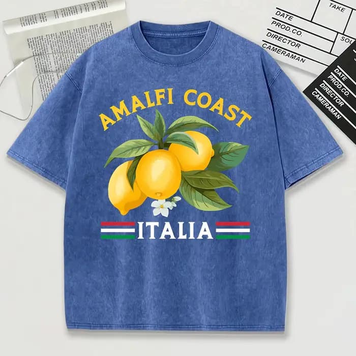 Amalfi Coast Italia Design Snow Wash T-Shirt hommes été confortable à manches courtes ample unisexe