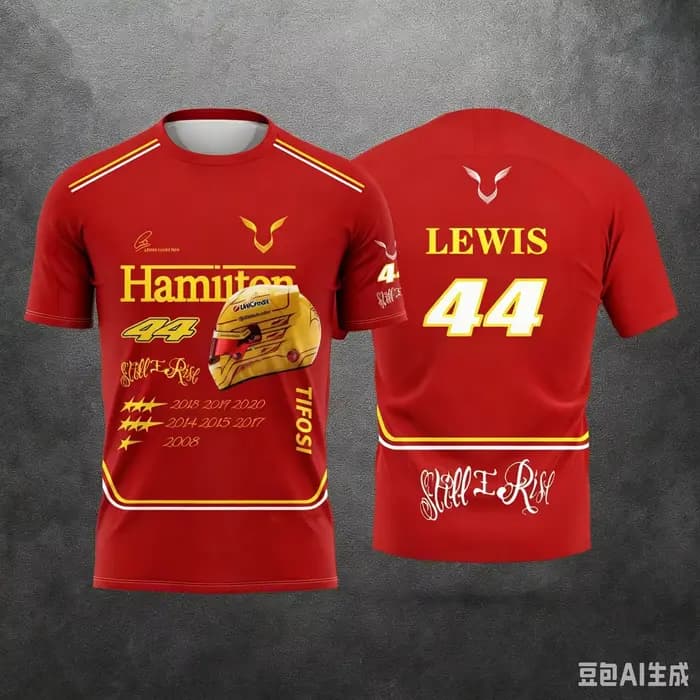 Lewis Hamilton pour hommes # 44 Still I Rise T-shirt de cyclisme à manches courtes en jersey graphique