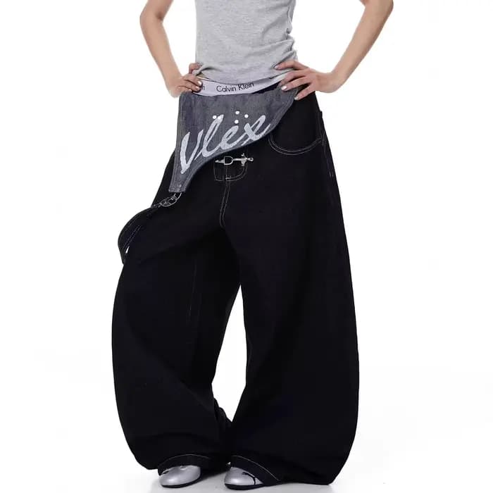 Jeans en denim noir vieilli style rétro américain pour homme, coupe droite ample, style urbain vintage, pantalon à jambe droite unisexe