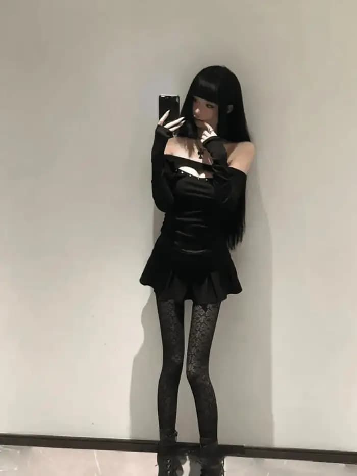 Seeslim Rivet évider T-shirt femme à manches longues noir années 2000 vêtements Y2k mince haut d'automne épaules