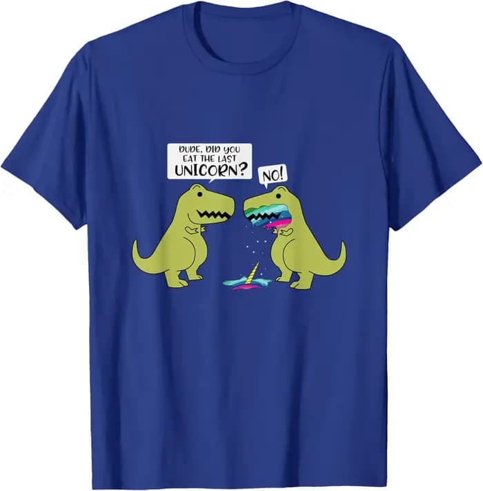 T-shirt unisexe « Did You Eat The Last Unicorn Dinosaur » Streetwear Oversize Décontracté d'été Humour « Gen Z Alpha Brain Rot »