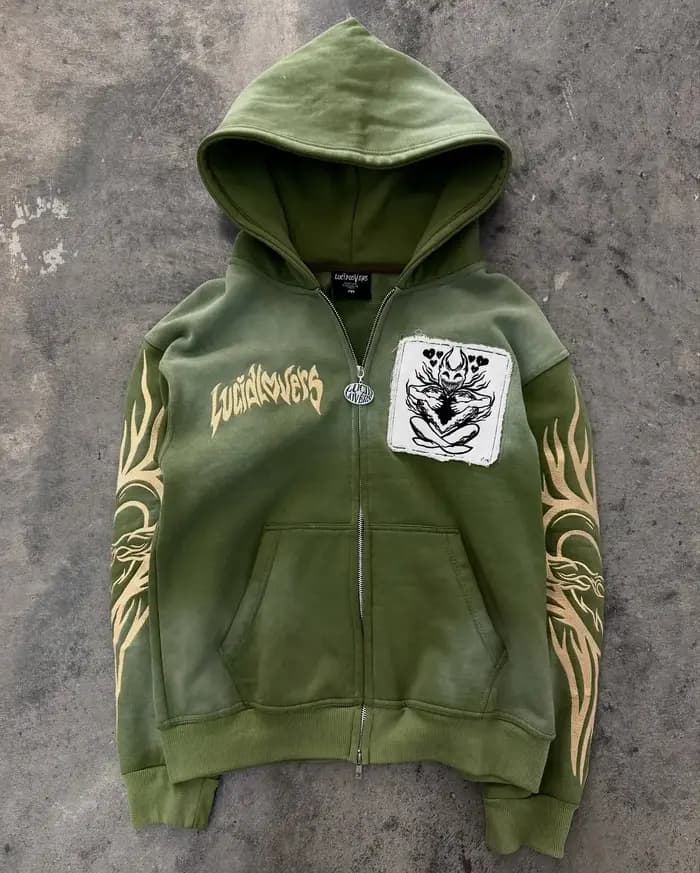 Harajuku Y2K nouveau polaire épaissi Goth imprimé sweat à capuche avec fermeture éclair femmes rue Hip Hop Joker
