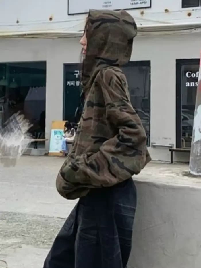 Sweat-shirt à capuche de Camouflage de Style rétro américain pour femme