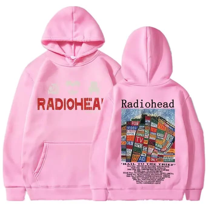 Radiohead-Sweat à capuche imprimé vintage pour hommes et femmes