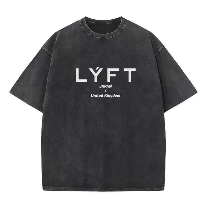 LYFT lavé classique LOGO 230GSM coton Vintage grand T-SHIRT hommes surdimensionné Muscle sport Fitne