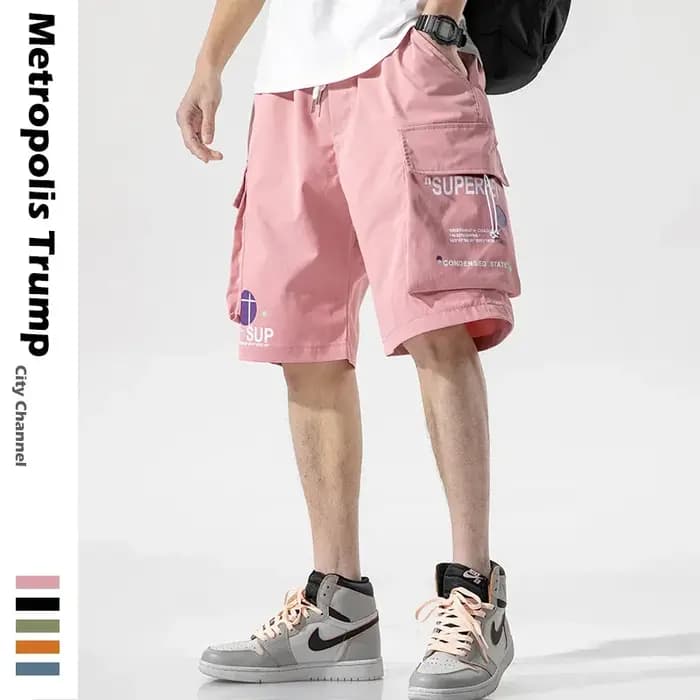 Shorts cargo streetwear japonais d'été multi-poches