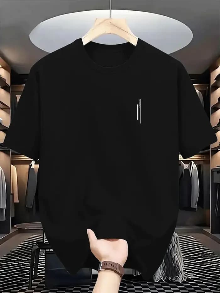 T-shirt à col rond pour homme, haute élasticité, lavable, frais et confortable, style décontracté d'