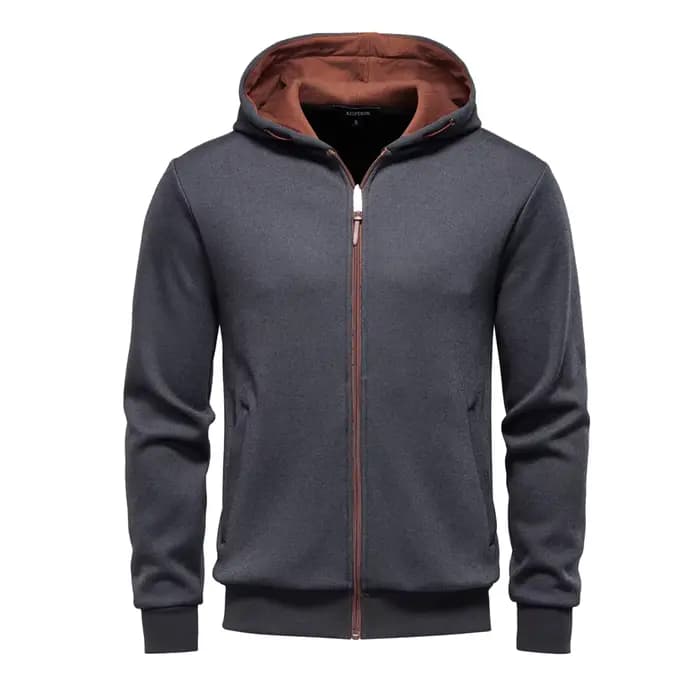 AIOPESON Y2K sweat à capuche zippé hommes couleur unie hiver chaud rétro Streetwear Design minimalis
