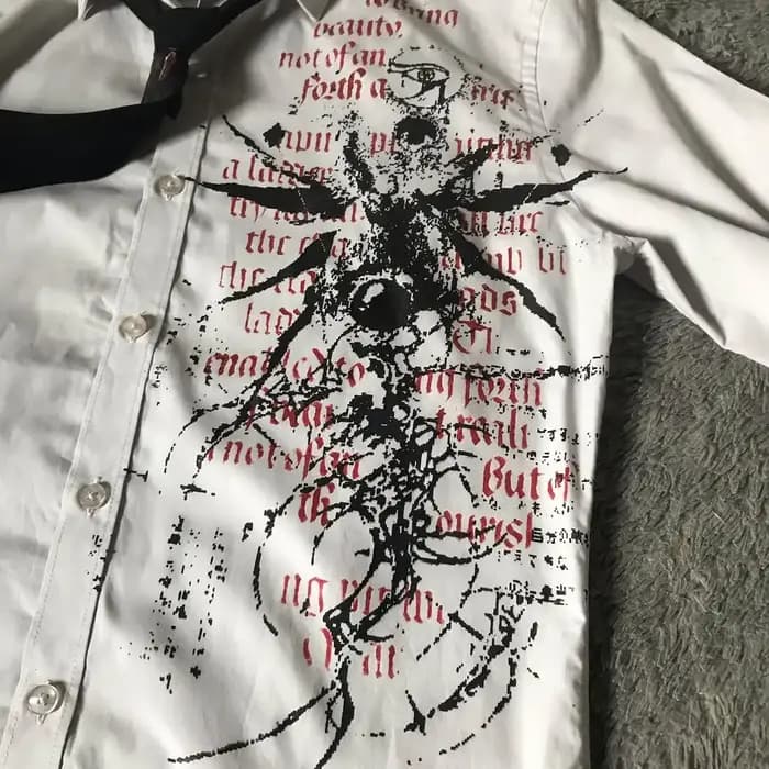 Y2K Style gothique manches longues chemise Affliction Harajuku rétro col en v chemise hommes crâne é