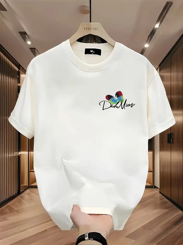 T-shirt imprimé de marque tendance à manches courtes