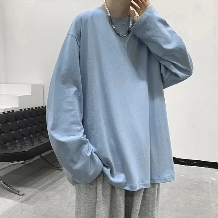 2025 nouveau T-Shirt en coton de couleur unie à manches longues coupe ample grande taille