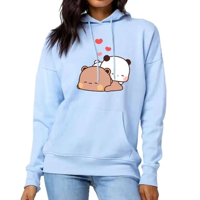 Panda Bear Bubu Dudu Sweat à capuche de dessin animé sommeil mignon imprimé vêtements pour adolescents sweat-shirt ample printemps pulls poche femme décontracté