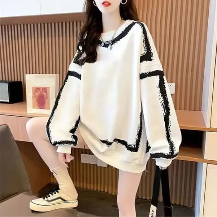 Sweat-shirt femme lettre impression 2025 tendance essentiel esthétique coton texte basique Emo Doodles