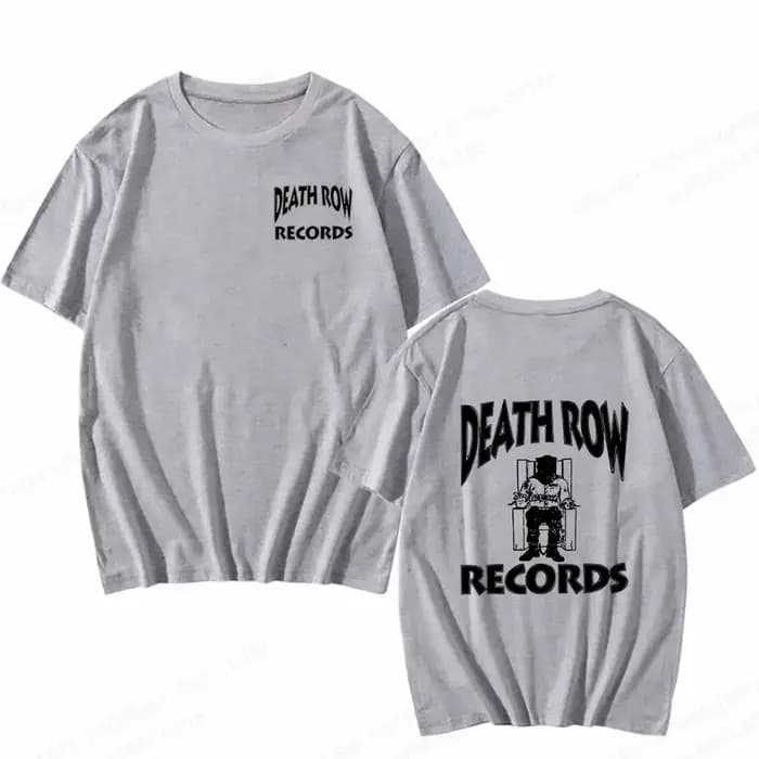Death Row Records T-shirt graphique pour hommes en coton Hip Hop Streetwear à manches courtes