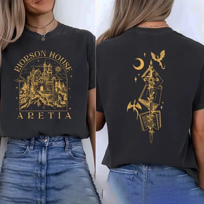 Xaden Riorson House T-Shirts chemise flamme de fer Dragon t-shirt 2 faces unisexe à manches courtes
