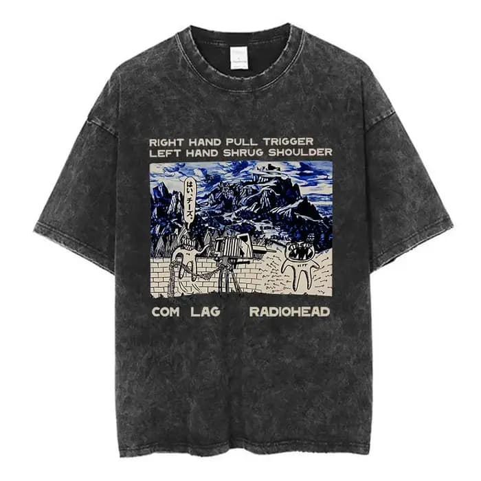 T-shirt homme Radiohead, groupe de rock, effet délavé, nouvelle collection, vêtements pour hommes, t