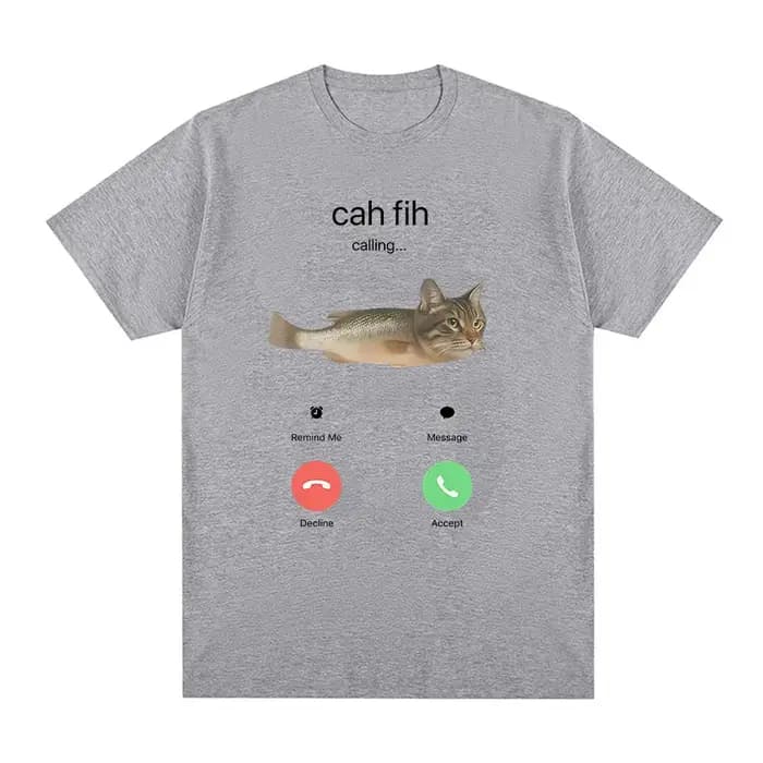 T-shirt humoristique Cah Fih Meme : Chat
