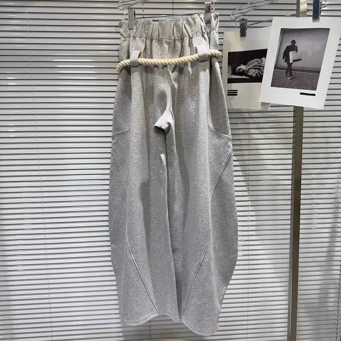 Nouveau pantalon décontracté ample à jambes larges en corde de chanvre tressée personnalisée pour femme 2026