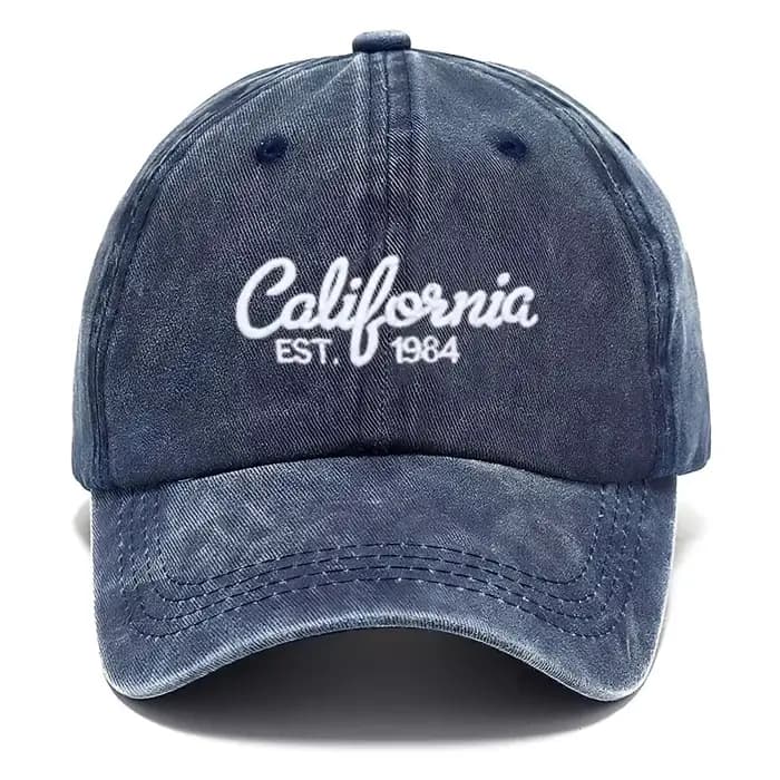 Casquette de baseball en coton brodée Californie unisexe vintage délavée, casquette snapback décontr