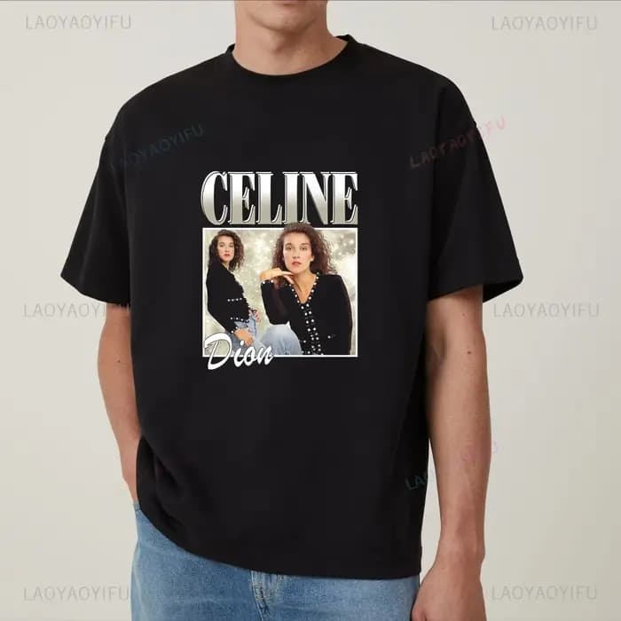 T-shirt imprimé rétro Céline Dion - Chemise à manches courtes tendance unisexe adaptée aux hommes et aux femmes
