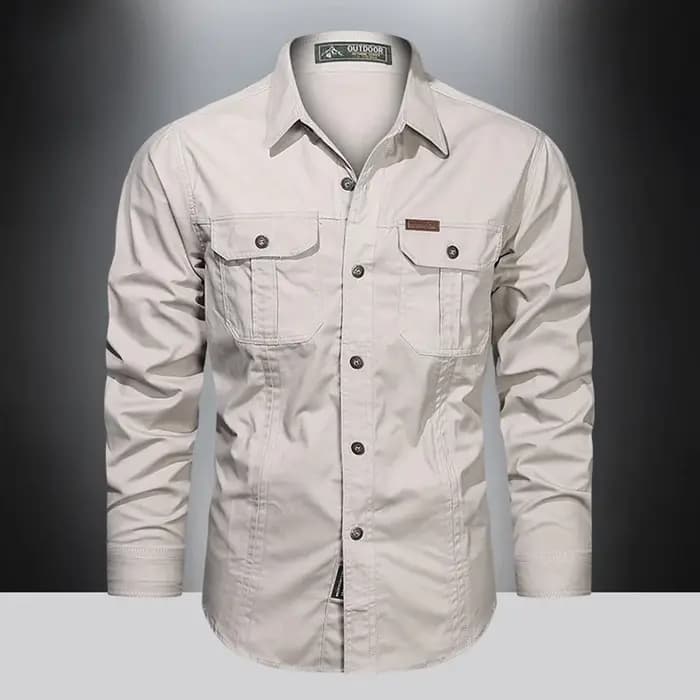 Chemise Cargo à manches longues pour hommes, chemises décontractées en coton, de haute qualité, surc