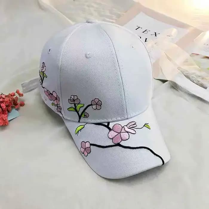 Casquette de Baseball avec broderie de fleurs de prunier pour femmes
