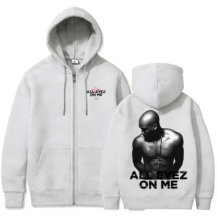 Sweat à capuche zippé Rapper Tupac 2pac All Eyez on Me pour hommes et femmes