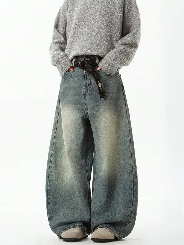 Vêtements pour hommes bleu pantalon en jean à jambes larges