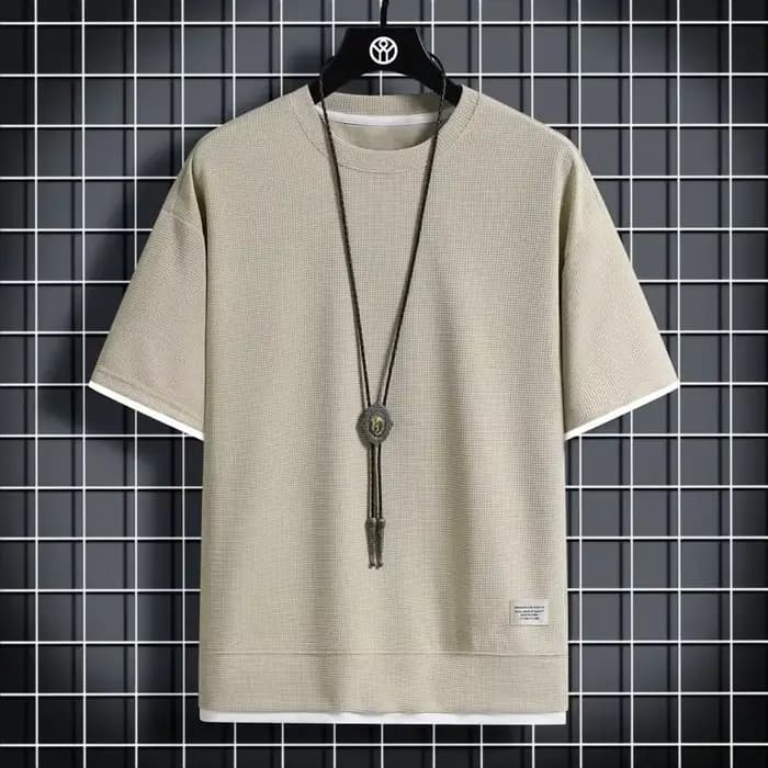 T-shirt décontracté à manches courtes et col rond en soie glacée Rui Tong pour homme, nouveau style