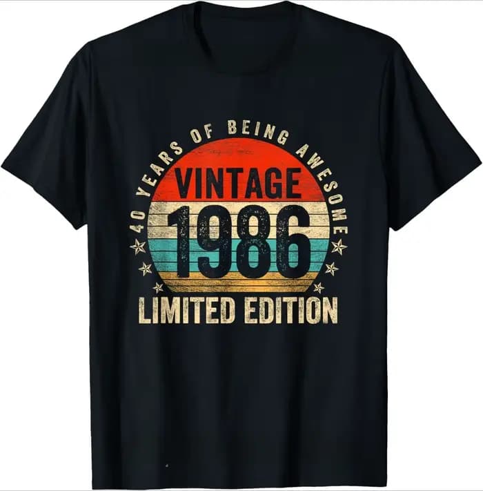40 ans 1986 anniversaire Vintage rétro 40th cadeau t-shirts hommes Streetwear t-shirt à manches courtes unisexe vêtements amples