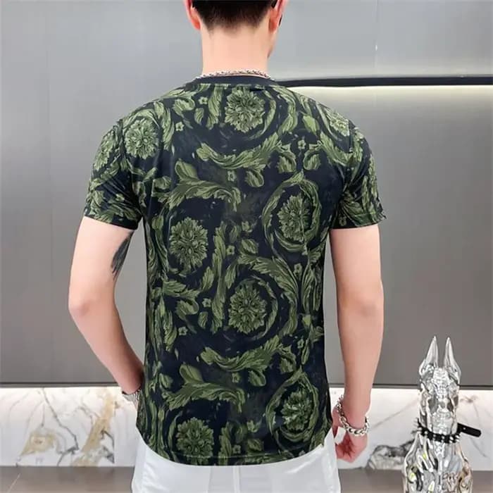 Coolness soyeux t-shirt pour hommes col rond manches courtes décontracté tendance été qualité doux confortable vert t-shirts Camisetas De Hombre
