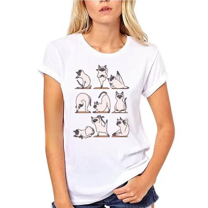 T-shirt imprimé chat siamois pour femmes et hommes