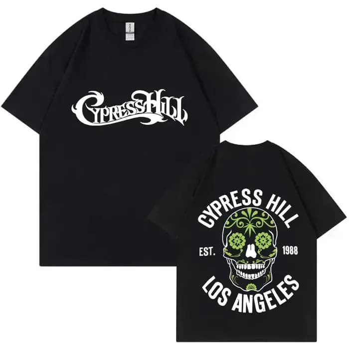 T-shirts graphiques double face Cypress Hill Skeleton pour hommes et enfants, t-shirts hip hop popul
