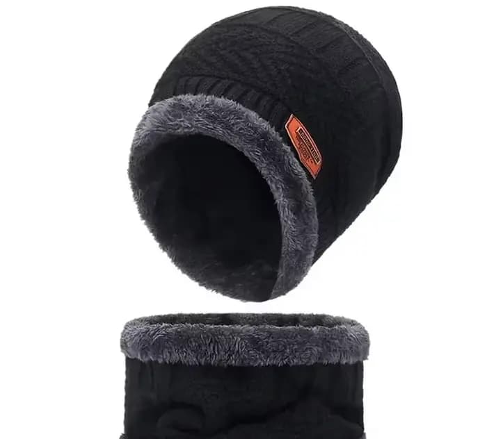 Ensemble bonnet et cache-cou d'hiver pour homme et femme