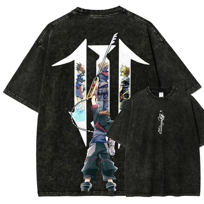 T-shirt en coton surdimensionné double face lavé